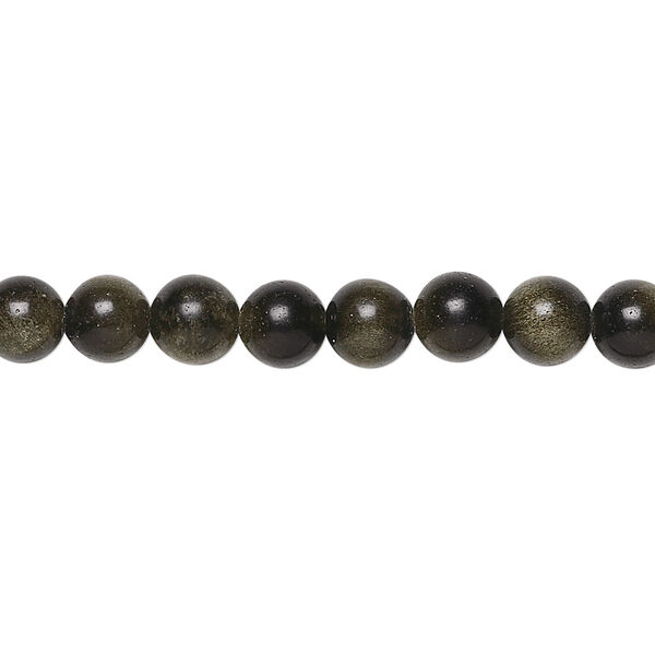 Bead, golden sheen obsidian (natural), 6mm round, A grade, Mohs hardness 5 to 5-1/2. Sold per 15-1/2" to 16" strand. image number 0