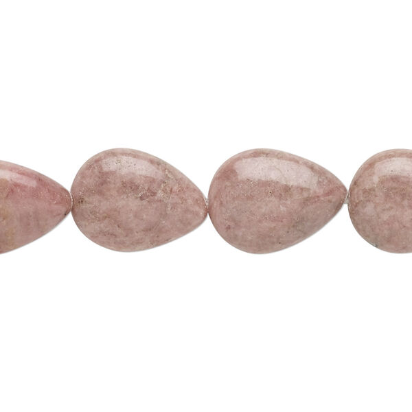 Bead, rhodonite (natural), 16x12mm puffed teardrop, D grade, Mohs hardness 5-1/2 to 6-1/2. Sold per 15" to 16" strand. image number 0
