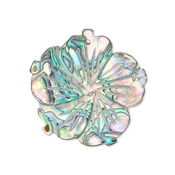 Focal, paua shell (natural), 30x30mm flower. Sold individually. image number 0