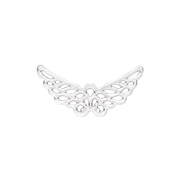Charm, silver-finished steel, 25x12mm wing with cutout. Sold per pkg of 10. image number 0