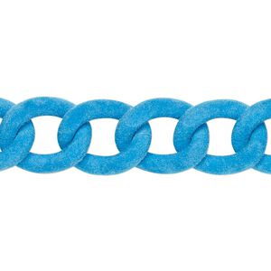 Chain 1pkg1 curb, 13mm, aluminum / flocked light blue 24 inch