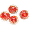 Bead, lampworked glass, clear / red / glow-in-the-dark / gold, 14mm round. Sold per pkg of 4. image number 0