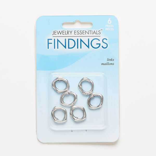 Component, antiqued silver-finished "pewter" (zinc-based alloy), 15x13mm open freeform oval with rope design. Sold per pkg of 6. image number 0