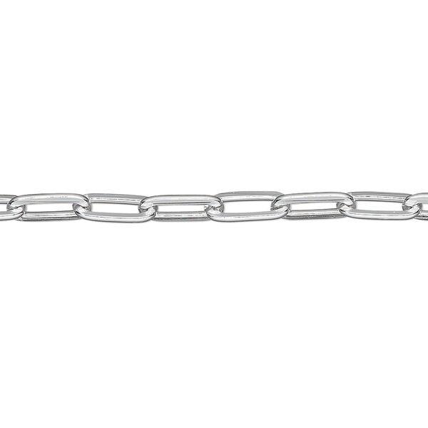 Chain, anodized aluminum, silver, 3.7mm paperclip. Sold per pkg of 25 feet. image number 0