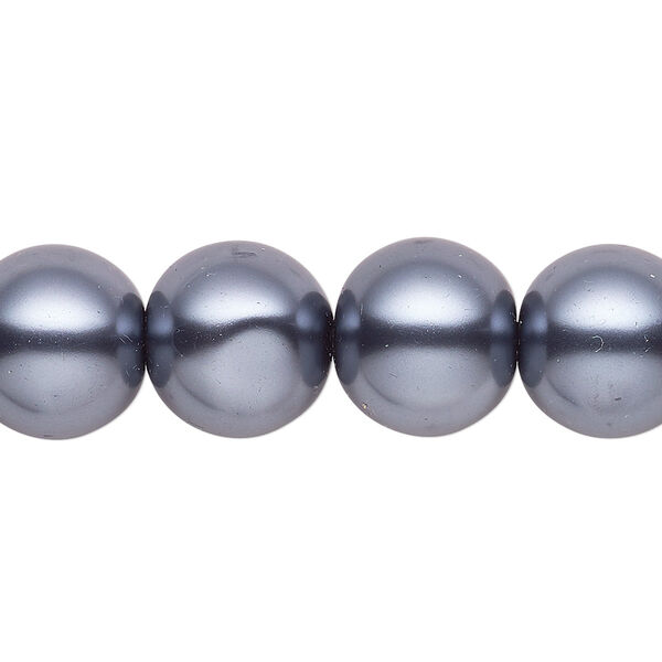 Bead, glass, opaque gunmetal, 13-14mm round. Sold per 15-1/2" to 16" strand. image number 0