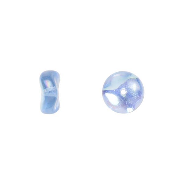 Bead, Czech pressed glass, blue AB, 10x4mm rondelle. Sold per 15" to 16" strand. image number 0
