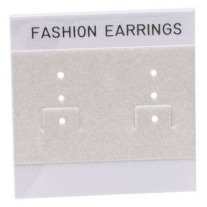 Earring card, flocked plastic, grey and black, 2x2-inch square with "FASHION EARRINGS." Sold per pkg of 100.