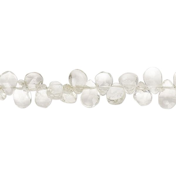 Green quartz 1pkg1, hand-cut top-drilled faceted puffed teardrop bead 9 inch 6x4mm-9x6mm image number 0