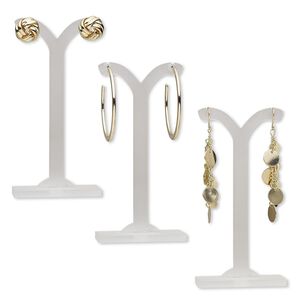 Earring, gold-finished brass and steel, 1/2 inch round knot / 1-3/4 inch round hoop / 2-1/2 inches with dangle. Sold per pkg of 3 pairs.
