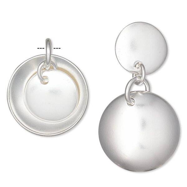Drop, Hill Tribes, silver-plated brass, 21mm and 14mm concave round. Sold individually. image number 0