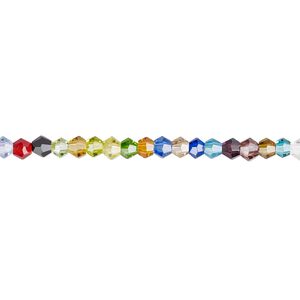 Bead 1pk 16 facets opaque to transparent mixed colors, Celestial Crystal® 3mm bicone 15.5-16 inch