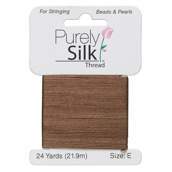 Thread, Purely Silk™, chestnut, size E. Sold per 24-yard card. image number 0