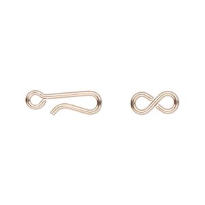 Clasp hook&eye 1pkg1 14Kt rose gold-filled, 11x4.5mm, 1-strand