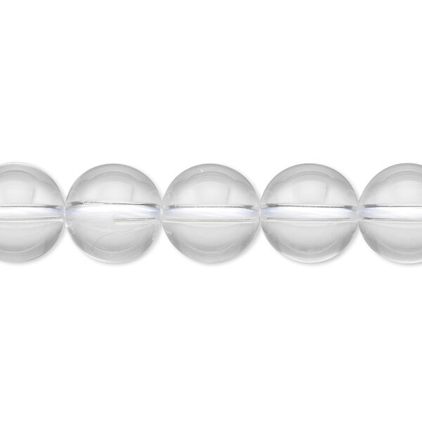 Bead, quartz crystal (natural), 10mm round, A- grade, Mohs hardness 7. Sold per 8-inch strand, approximately 20 beads. image number 0