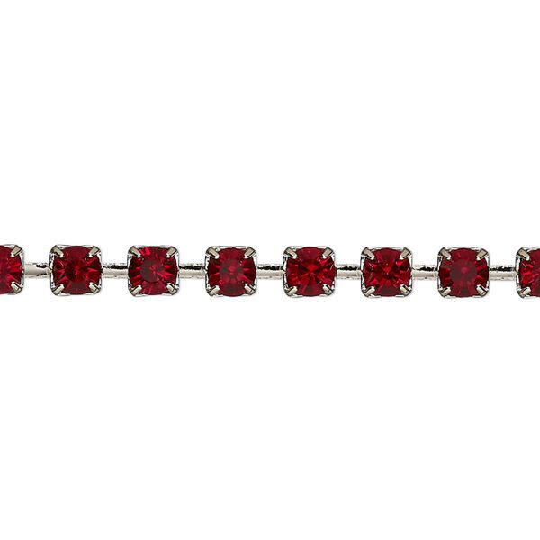 Cupchain, VINTAGE Crystal™, imitation rhodium-plated brass and crystal, Siam, 4.2mm square. Sold per pkg of 1 meter. image number 0
