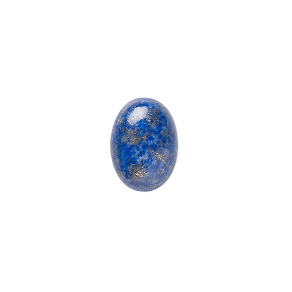 Cabochon, lapis lazuli (natural), 14x10mm calibrated oval, B grade, Mohs hardness 5 to 6. Sold per pkg of 2. image number 0