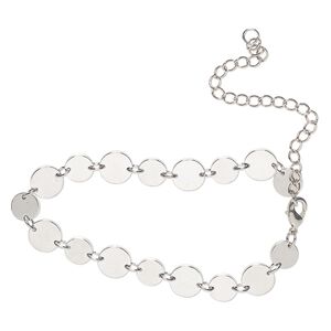 Bracelet, steel, pkg/1, 6-1/2 inches, silver finish.