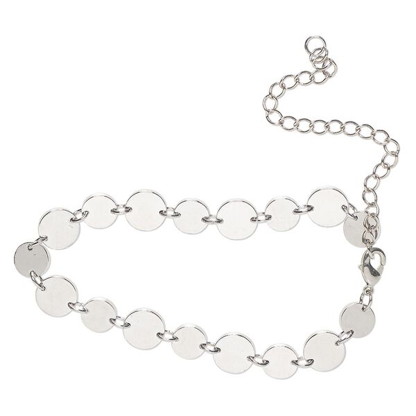 Bracelet, steel, pkg/1, 6-1/2 inches, silver finish. image number 0