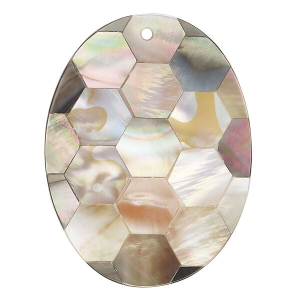 Black lip shell / gold lip shell / mother-of-pearl shell 1pkg1, top-drilled 1sided flat oval focal 39x30mm-40x31mm image number 0