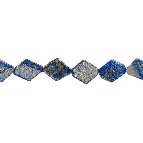 Bead, denim lapis (natural), 8x7mm-10x8mm hand-cut flat diamond, C grade, Mohs hardness 5 to 6. Sold per 13-inch strand. image number 0