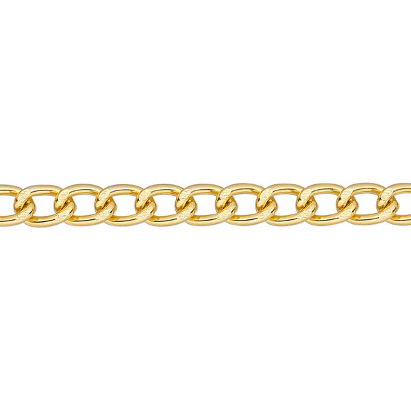 Chain, anodized aluminum, gold, 4mm curb. Sold per pkg of 5 feet. image number 0