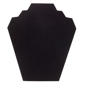 Display, necklace, flocked cardboard, black, 9 x 8 x 4-3/4 inches locking easel. Sold per pkg of 2.