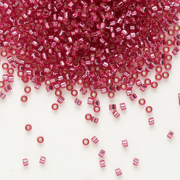 Seed bead, Delica®, glass, pkg/50g, #11 round, transparent outside dyed silver-lined antique dark rose (DB-1341). image number 0