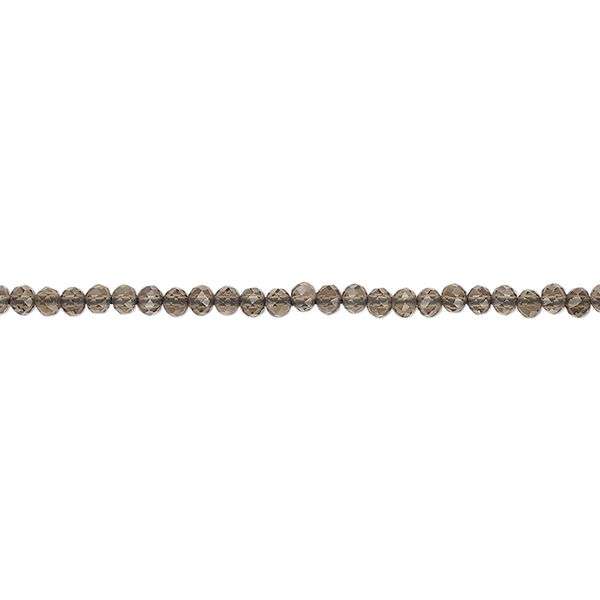 Bead, smoky quartz (heated / irradiated), 2mm hand-cut faceted rondelle, B grade, Mohs hardness 7. Sold per 13-inch strand. image number 0