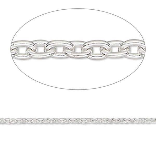 Chain, sterling silver, 1.5mm tight cable. Sold per pkg of 5 feet. image number 0