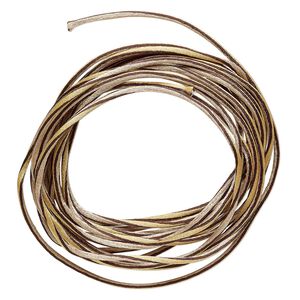 Cord, Satinique™, nylon, tan / light brown / brown, 2mm regular with vertical stripe. Sold per 10-foot section.