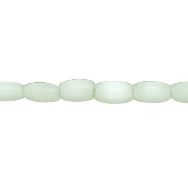 Bead, fiber optic glass, pkg/14 inch, opaque light green, 8x4mm center-drilled oval. image number 0