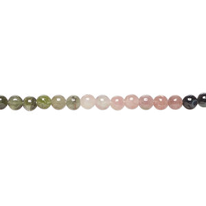 Multi-tourmaline 1pkg1, hand-cut round bead natural, 14 inch 3-4mm