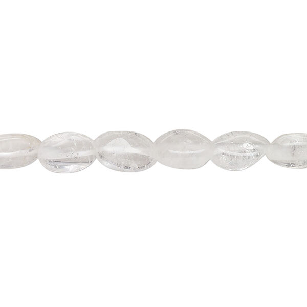 Bead, quartz crystal (natural), 8x5mm-11x7mm hand-cut puffed oval, D grade, Mohs hardness 7. Sold per 13-inch strand. image number 0