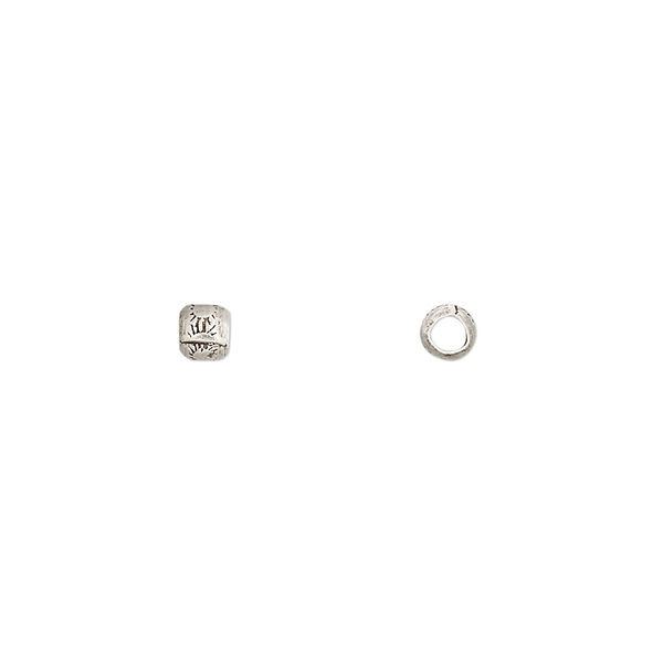 Bead, Hill Tribes, sterling silver, 3mm round with suns. Sold per pkg of 10. image number 0