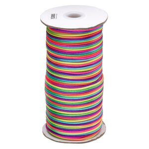 Cord, Satinique™, satin, confetti, 2mm regular. Sold per 400-foot spool.