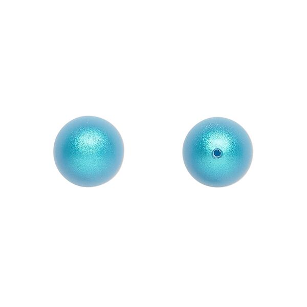 Pearl 100pk iridescent dark turquoise, Swarovski® 10mm half-drilled round 5818 image number 0