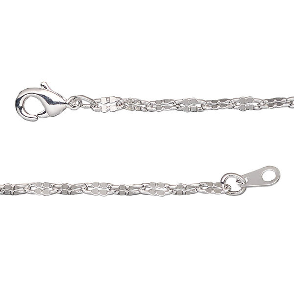 Chain, silver-plated brass, 2.6mm clover, 18 inches with lobster claw clasp. Sold individually. image number 0