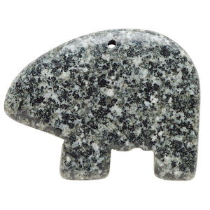 Spotted jasper 1pkg1, half-drilled Zuni-style bear focal natural, 39x28mm-44x32mm