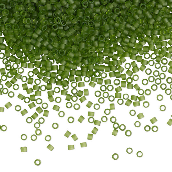 Seed bead, Delica®, glass, pkg/7.5g, #11 round, translucent matte olive green (DB-1267). image number 0