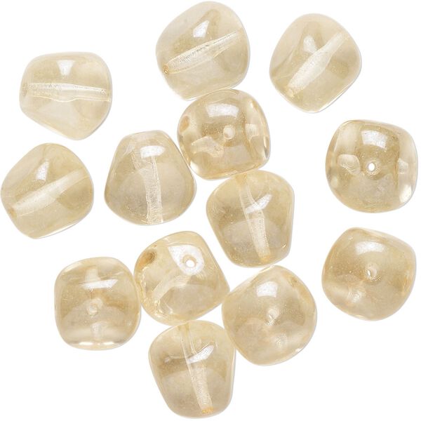 Bead, glass, transparent pale peach, small nugget. Sold per 2-ounce pkg, approximately 10 beads. image number 0