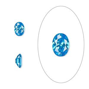 Gem, cubic zirconia, zircon blue, 7x5mm faceted oval, Mohs hardness 8-1/2. Sold per pkg of 2.