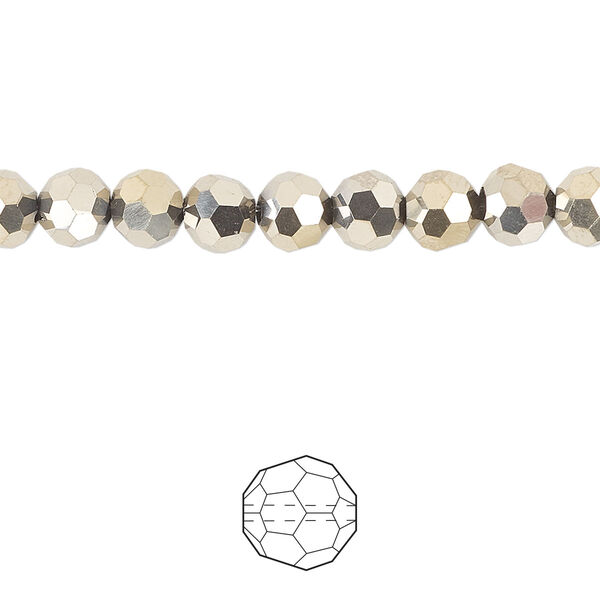Bead 144pk opaque crystal aurum 2X, Celestial Crystal® 6mm round image number 0