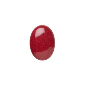 Cabochon, mountain "jade" (dolomite marble) (dyed), red, 18x13mm calibrated oval, B grade, Mohs hardness 3. Sold per pkg of 12.