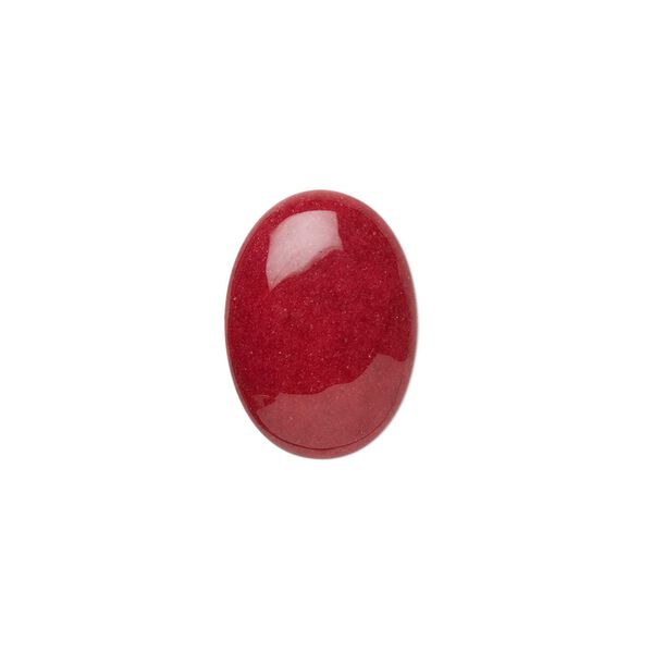 Cabochon, mountain "jade" (dolomite marble) (dyed), red, 18x13mm calibrated oval, B grade, Mohs hardness 3. Sold per pkg of 12. image number 0