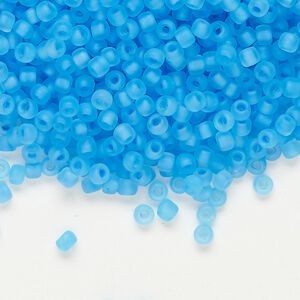 Glass Dyna-Mites™ seed bead 1pkg1, #8 round translucent inside dyed color matte sky blue (244MA 8/0 RR) 1/2kg