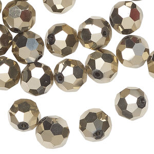 Bead 48pk opaque crystal aurum 2X, Celestial Crystal® 10mm round