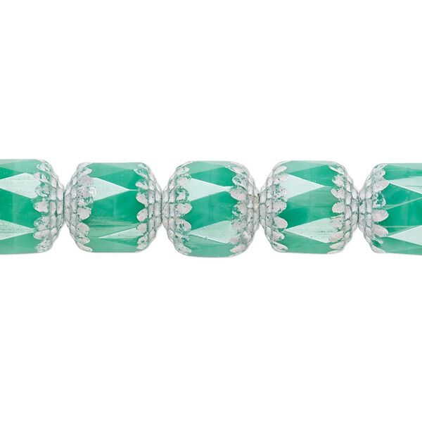 Bead, Czech glass, opaque turquoise blue and white, 10mm round cathedral. Sold per 15-1/2" to 16" strand. image number 0