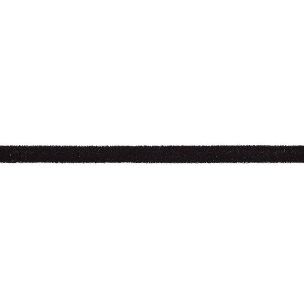 Cord, velveteen and rubber, black, 2.5mm round with 1.1mm hole. Sold per pkg of 25 feet. image number 0