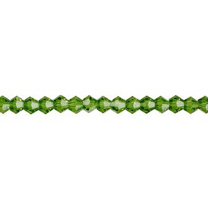 Bead 1pk transparent green, Celestial Crystal® 4mm bicone 15.5-16 inch