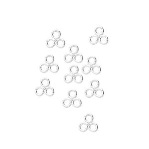 Finding, sterling silver, cluster, 5mm, 3-ring triangle. Sold per pkg of 10.